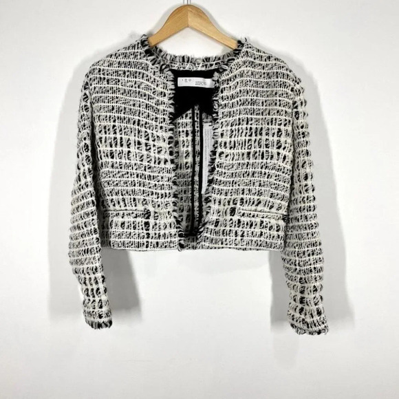 IRO NWT Mopiua Fringe Tweed Jacket Size 36 Open Front Slightly Cropped Fringe - Picture 6 of 11